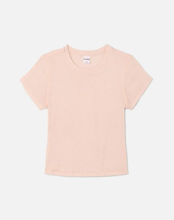 Surplus Pointelle 90s Baby Tee - Pink Salt