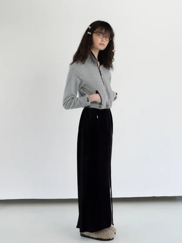 VELVET DRIFT SKIRT IN BLACK