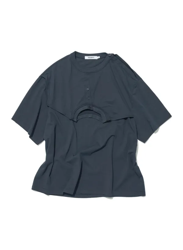 [WOMEN] DECONSTRUCTED SHORT SLEEVE TEE_BLUE GREY