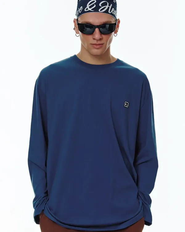 CENTAUR EMBLEM PATCH LONG SLEEVE T-SHIRT_NAVY