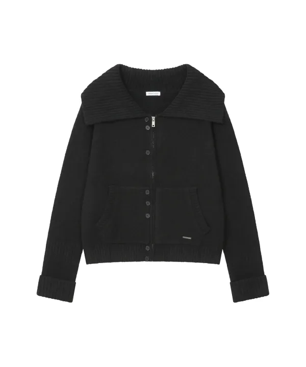 [레이 PICK] Unbalanced button knit cardigan BLACK - 미세키서울