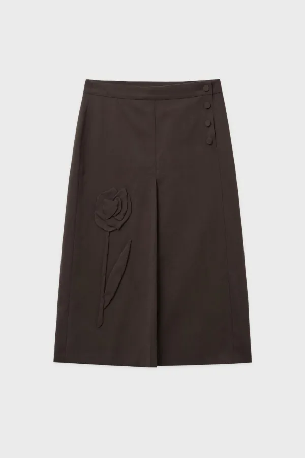 SN Rose Applique Skirt (Brown)