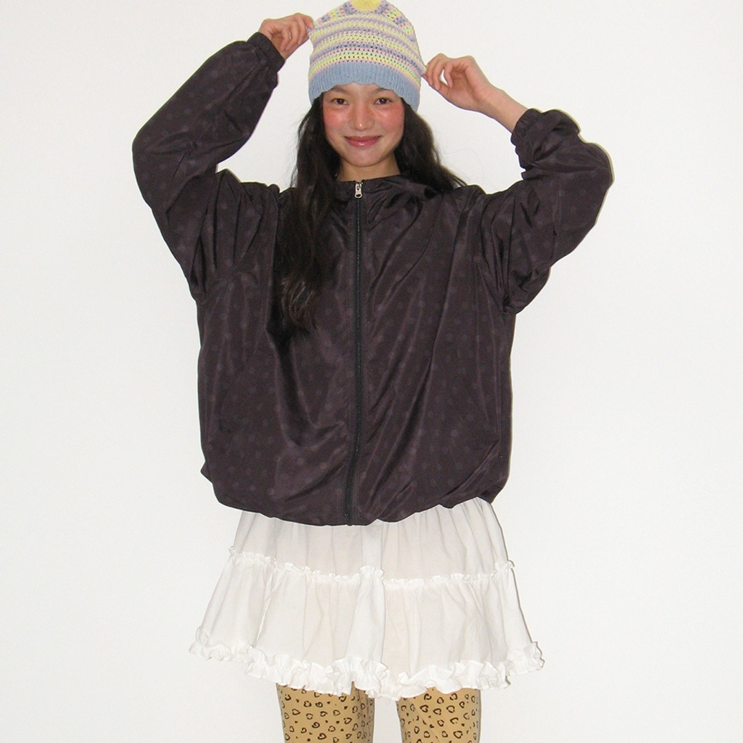 론론 HOODED WINDBREAKER JUMPER BLACK DOT 상품 이미지 1
