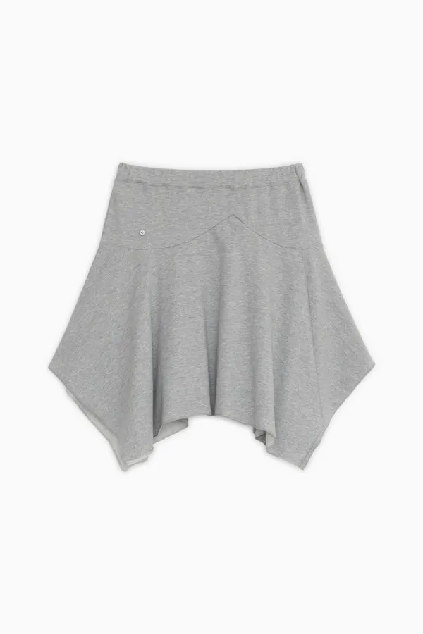 TWO WAY ASYMMETRIC JERSEY SKIRT, GRAY