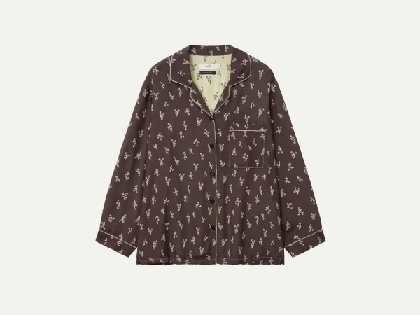 Via Flower pocket shirt (Brown flower) - viaplain