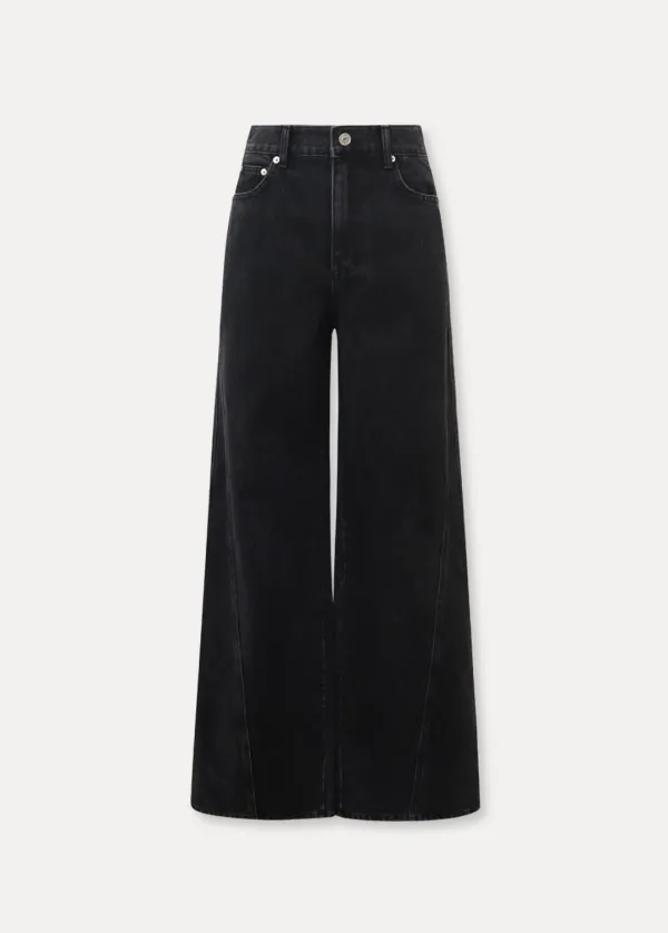 CHIXLABEL H 어스 커브드라인 데님 - Washed Black