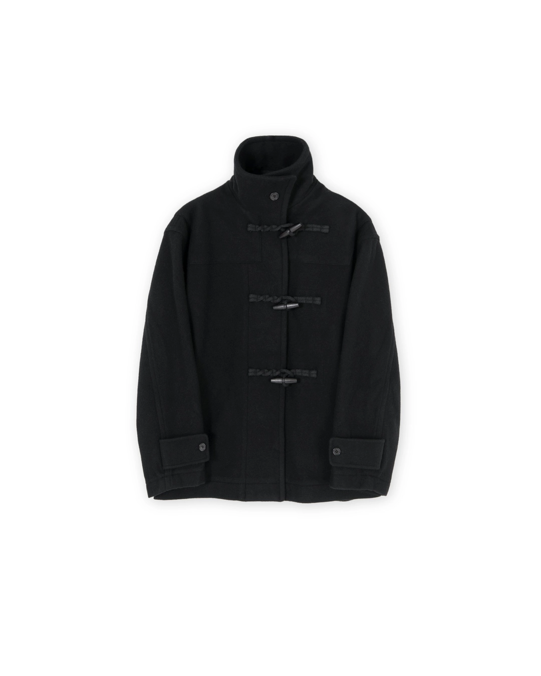 브라운야드 W Pure Wool Stand Collar Duffle Coat, Black 상품 이미지 3