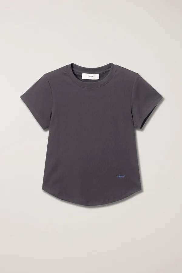 CURVED HEM SLIM TOP WASHED CHARCOAL GREY_UDTS6B225CG