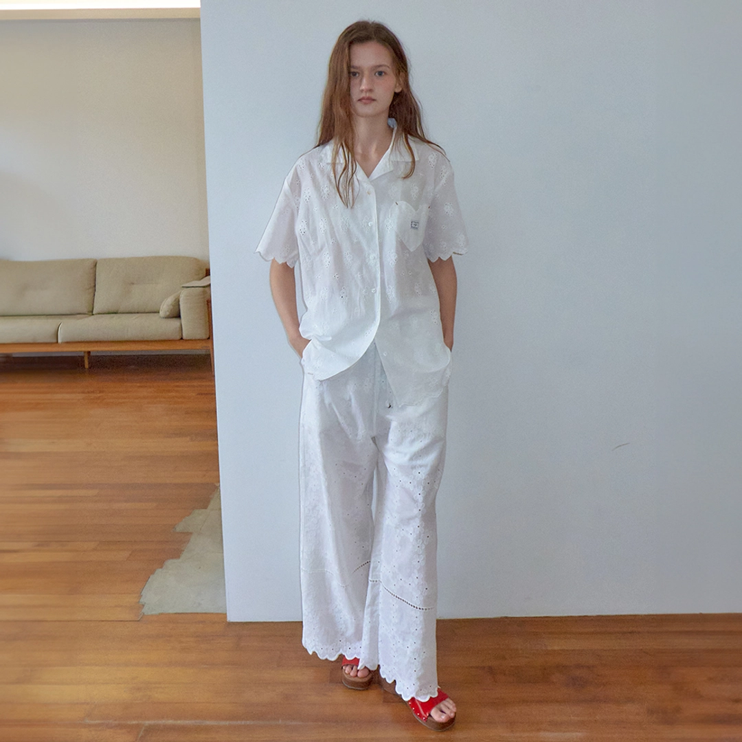 론론 COTTON EYELET SCALLOP SET UP 상품 이미지 1