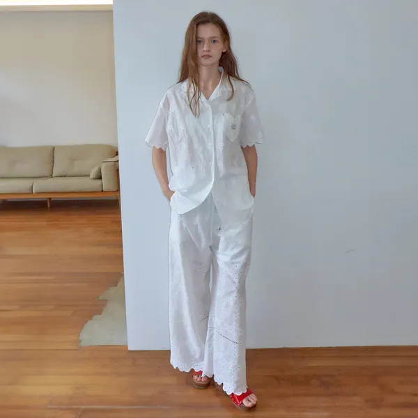 COTTON EYELET SCALLOP SET UP