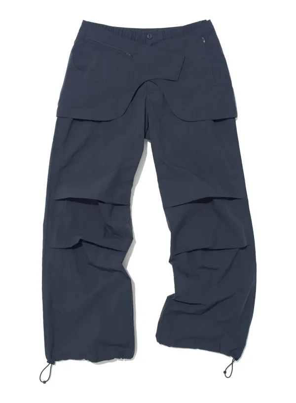 [WOMEN] BELTED LAYERED PARACHUTE PANTS_NAVY