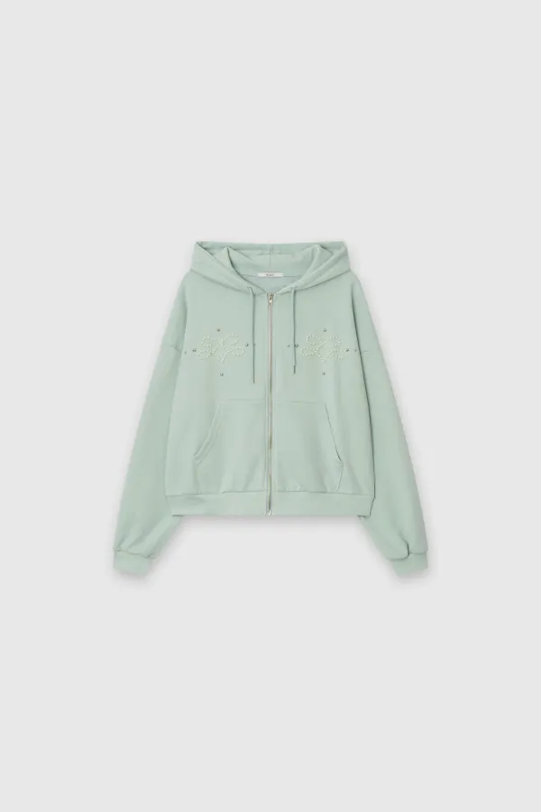 Pearl Hoodie Zip-Up Mint