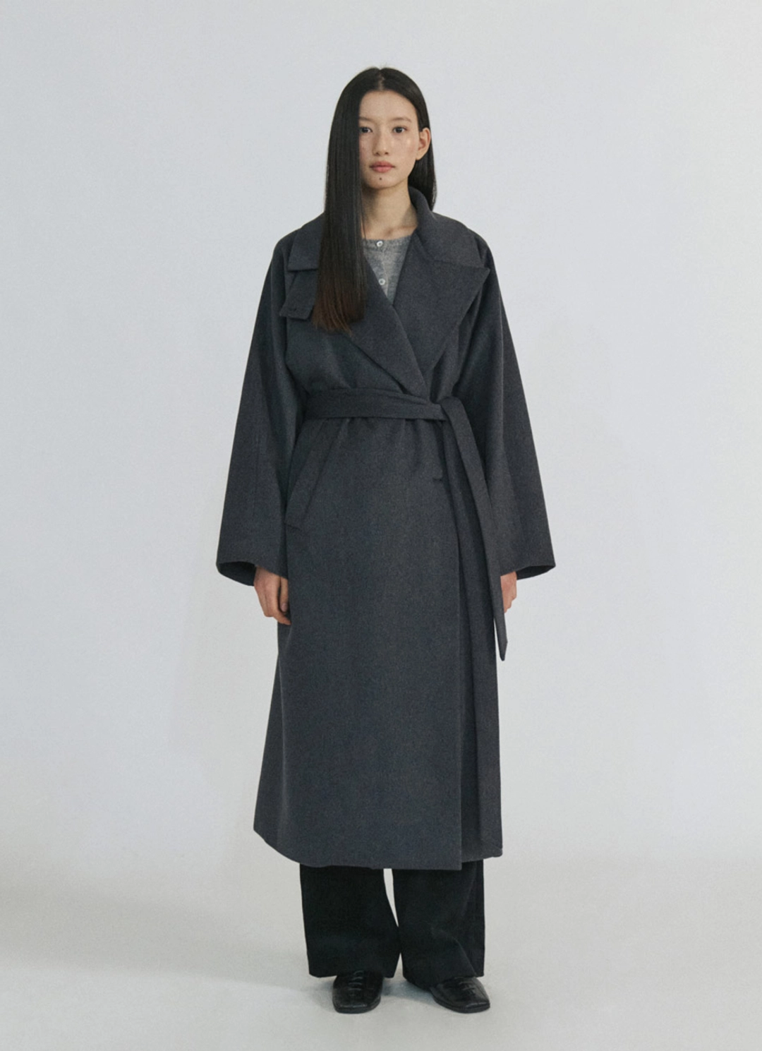 스텝어라운드 Cashmere Oversized Double Coat_CHARCOAL 상품 이미지 2