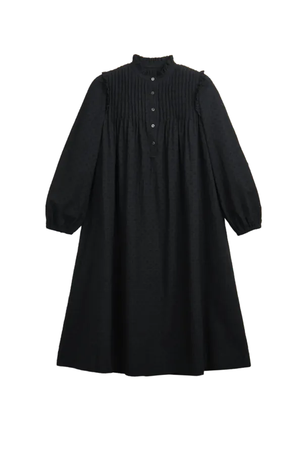 FLOLAL LACE BUTTON DRESS (BLACK)