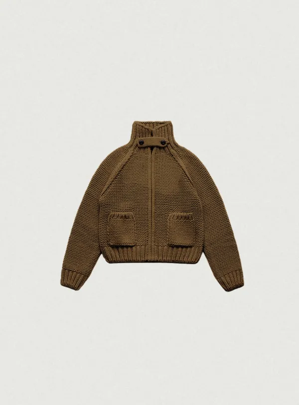 Petit Soap Zip-Up Knit Cardigan_Olive