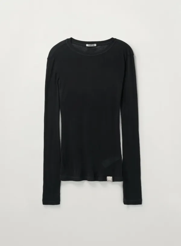 (W) Slim Fit Layered Long Sleeve - Black