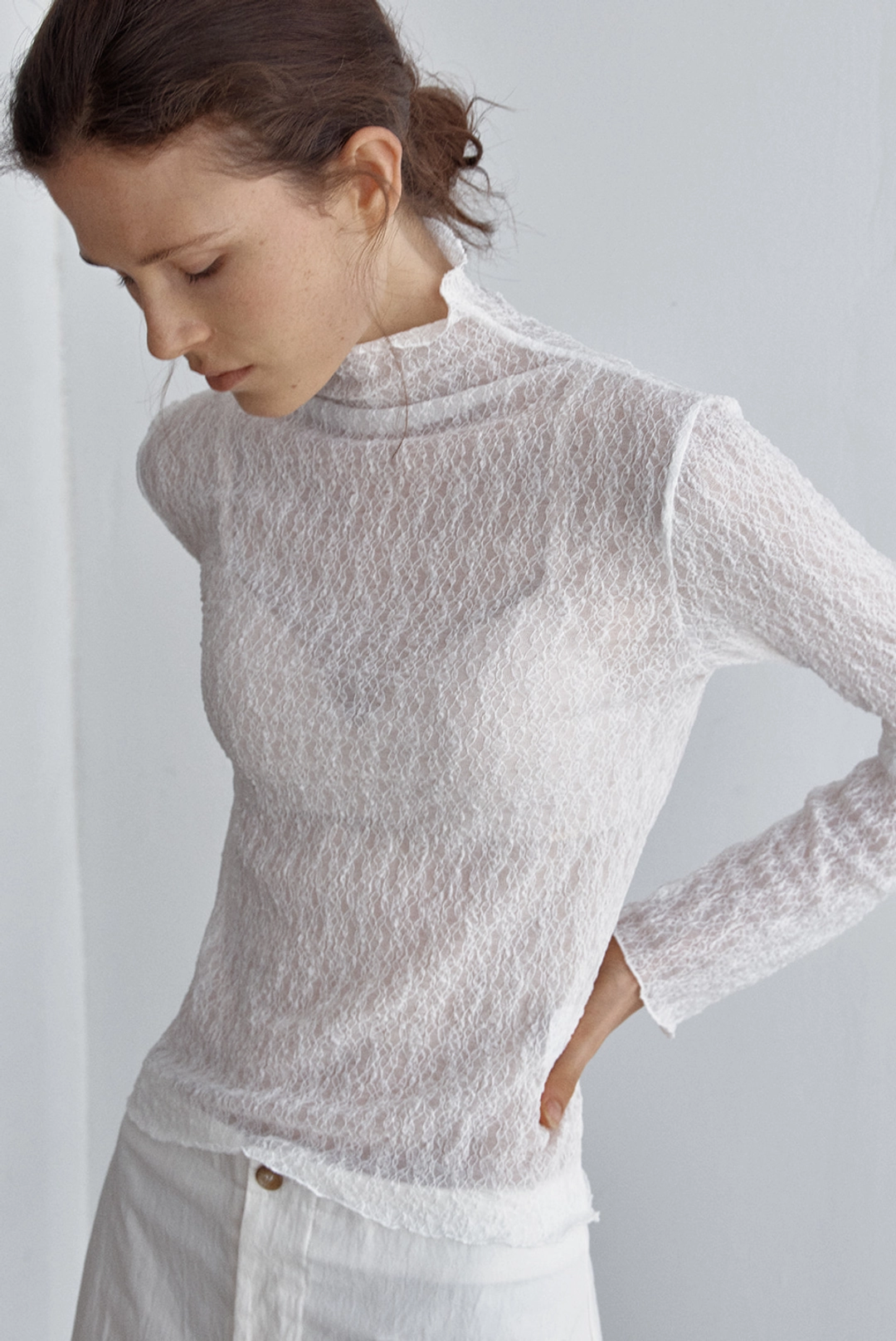 브렌다 브렌든 lace layered tee - ivory 상품 이미지 1