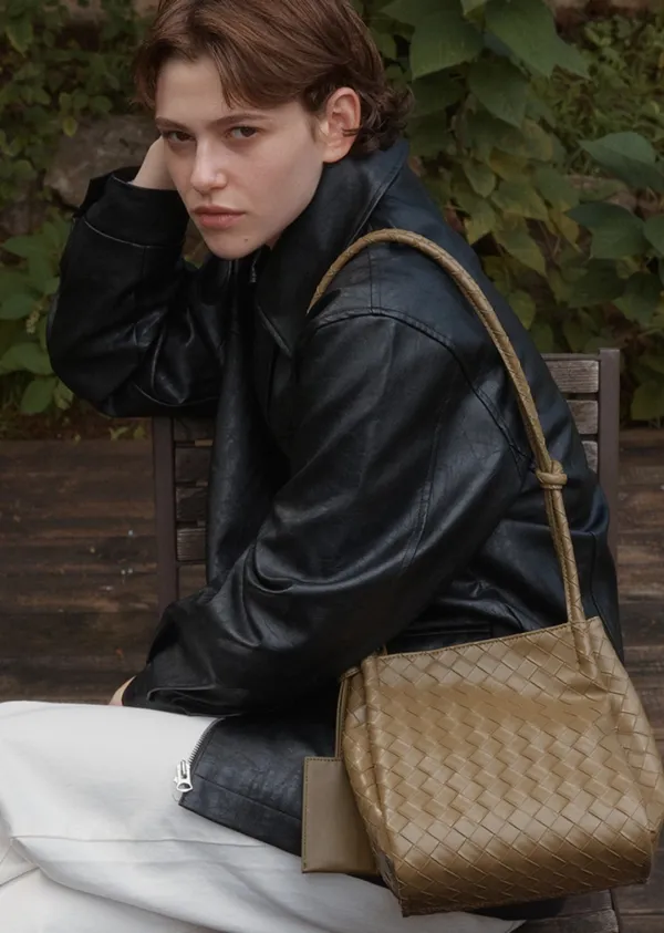ANC WEAVING MESH SHOULDER BAG_OLIVE