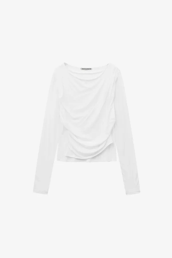 드레이핑 보트넥 롱슬리브 WHITE