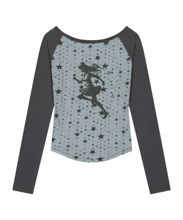Star Reglan Long Sleeve / Mint Grey