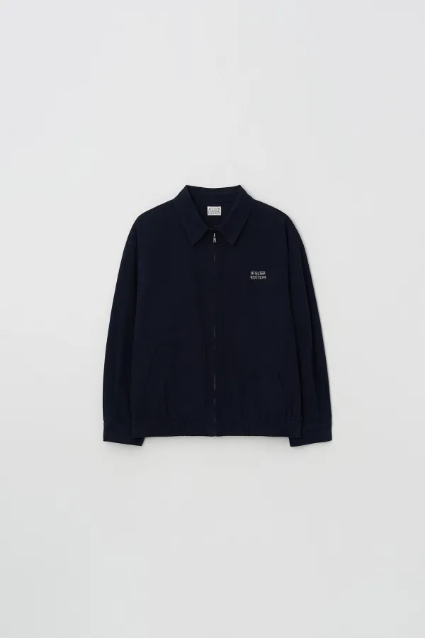 Hand-Embroidered Washed Jacket (navy)