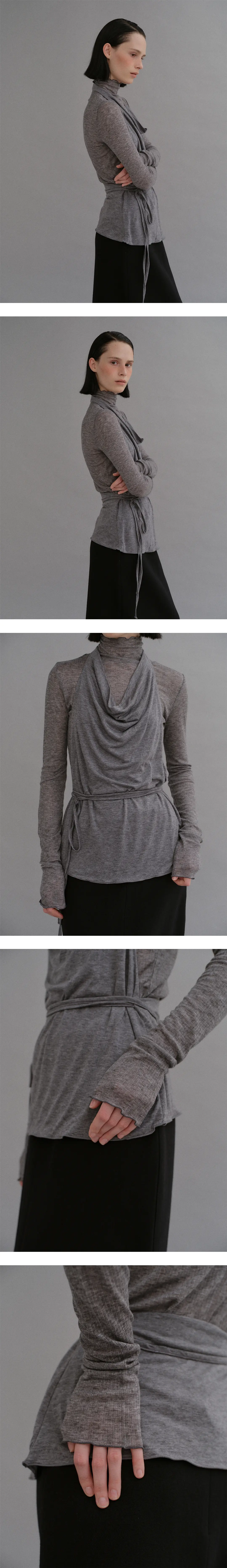 베이오드 Classic layered frill turtleneck top_gray 상품 이미지 2