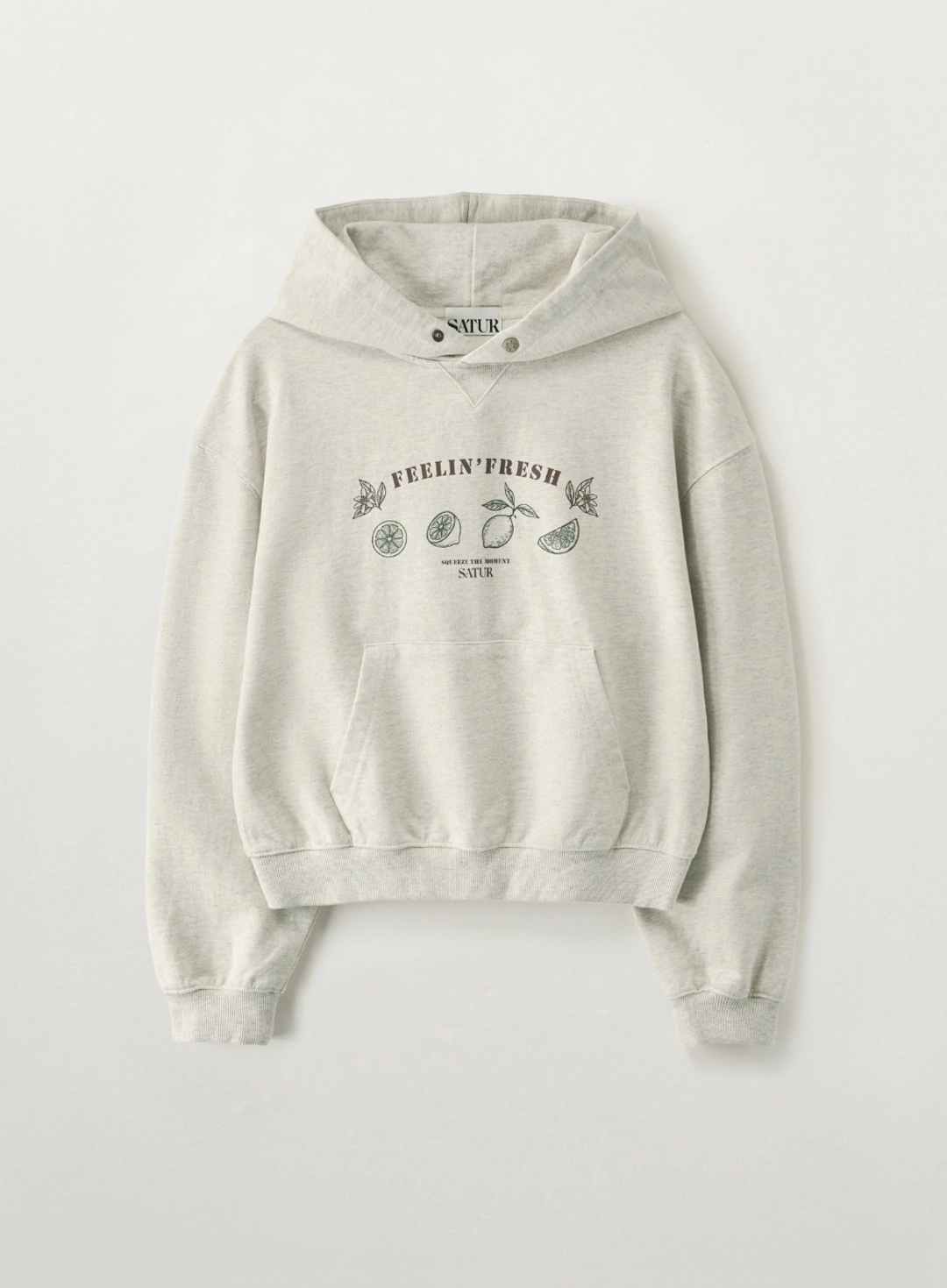 세터 (W) Citron Drawing Crop Hoodie - Oatmeal 상품 이미지 1