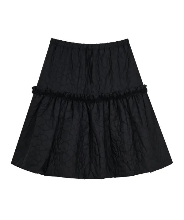 [4차] Quilted Ruffled Skirt [Black]