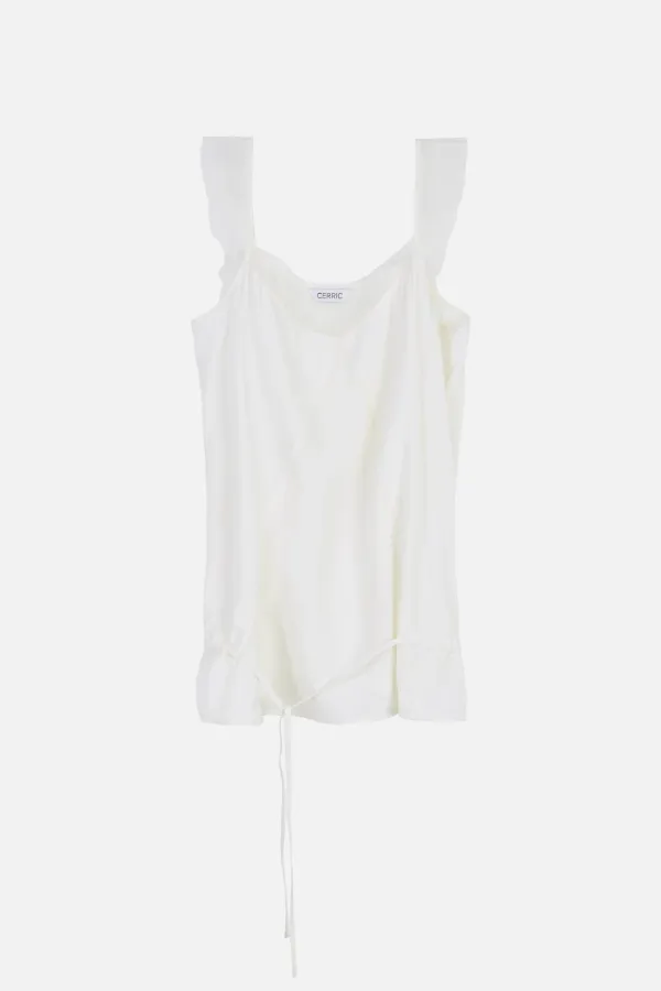 Sheer Frill Sleeveless _ Ivory