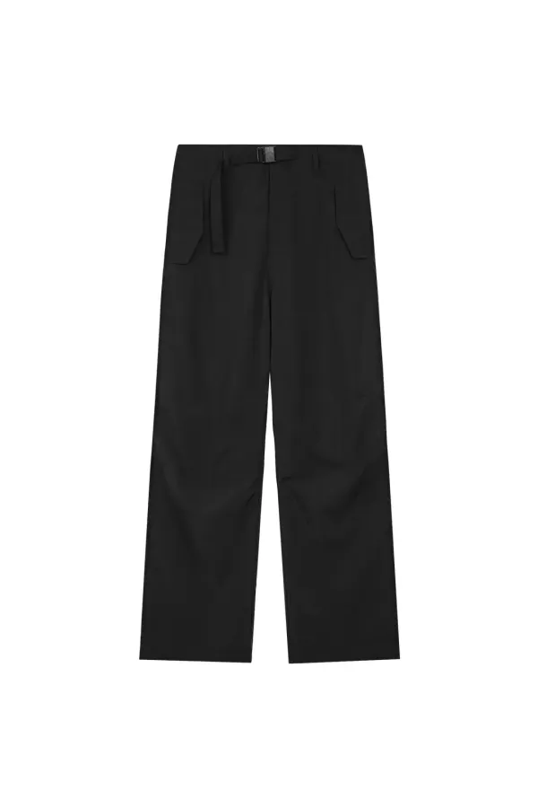 NYLON PARACHUTE PANTS - BLACK