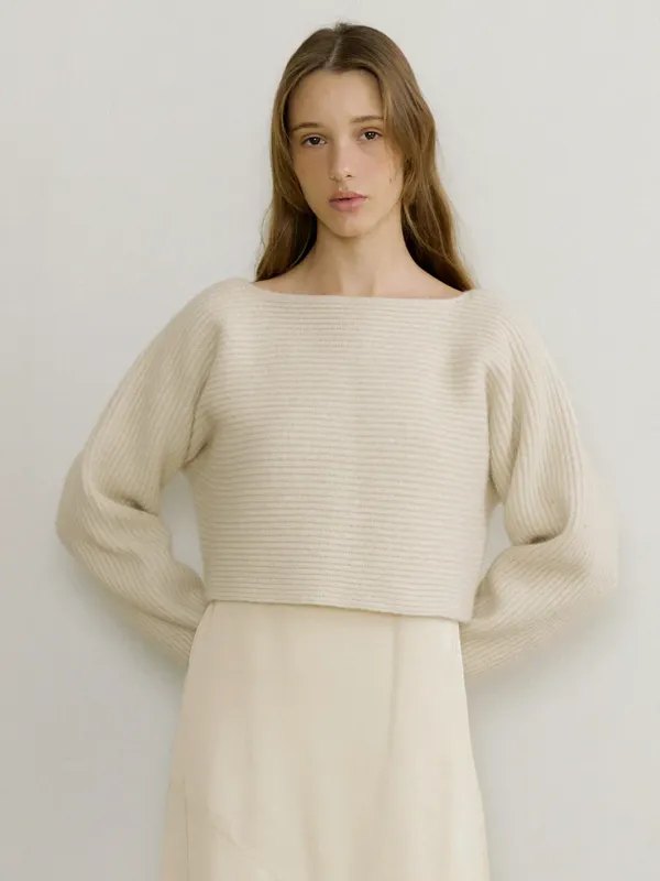 RACCOON BOAT NECK PULLOVER KNIT_3COLOR