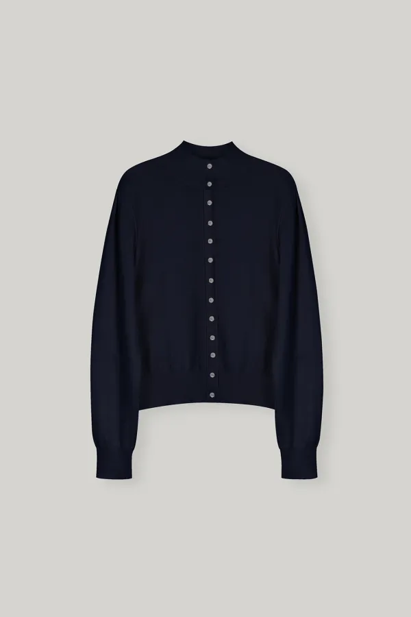 Armelle High-neck Wool Cardigan