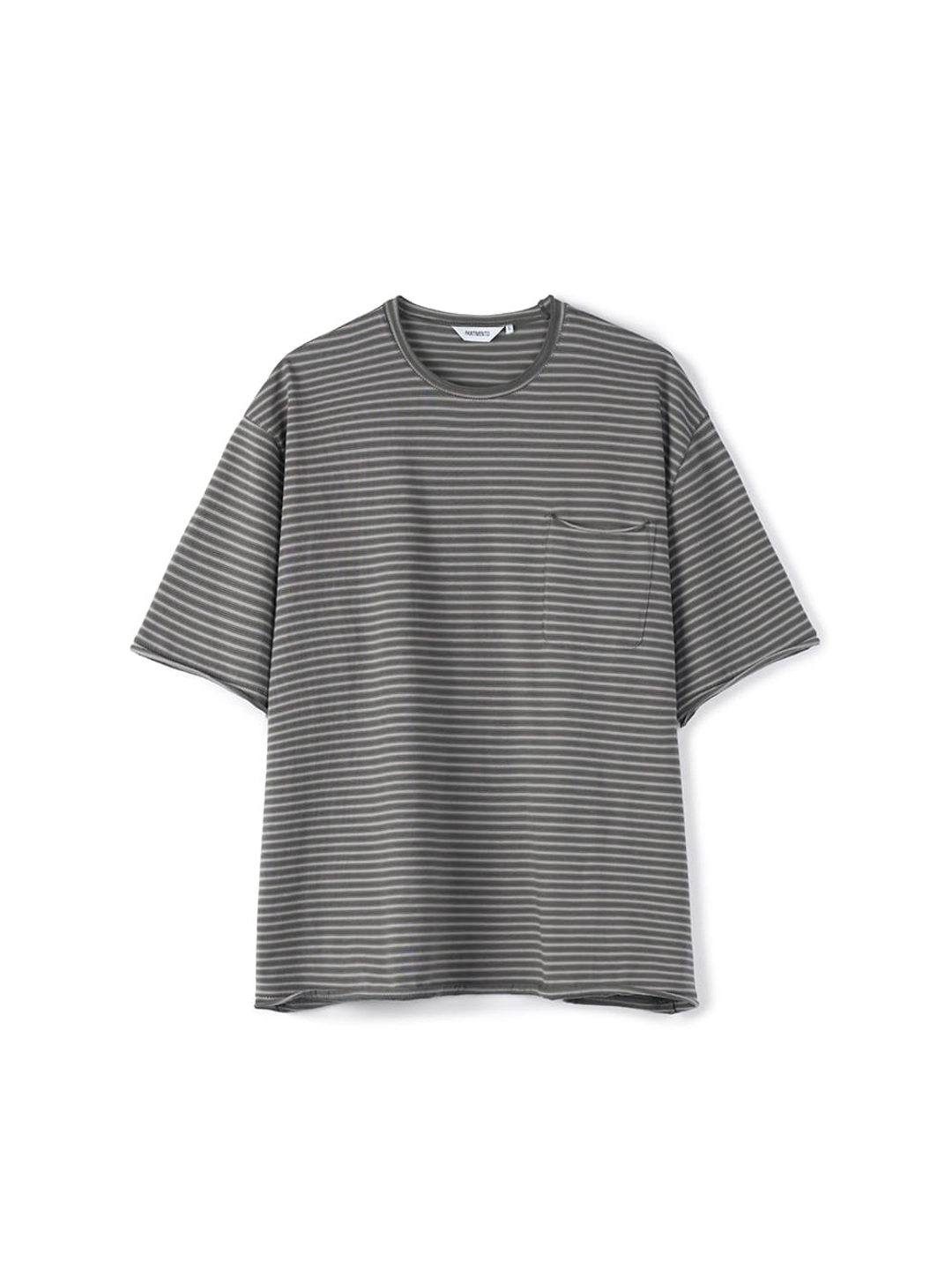파르티멘토 Stripe Raw Edge Pocket Tee_Charcoal 상품 이미지 3