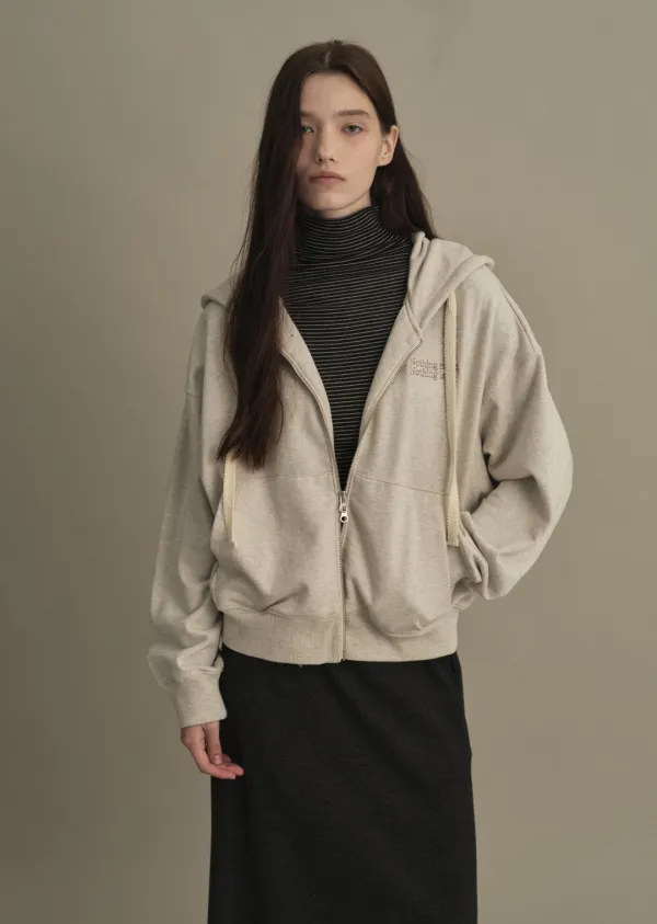 OVERFIT HOOD ZIP-UP (oat gray)
