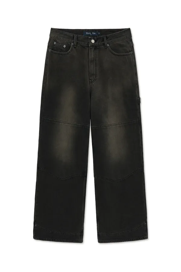 WESTERN DETAIL DENIM PANTS FOR MEN IN BLACK