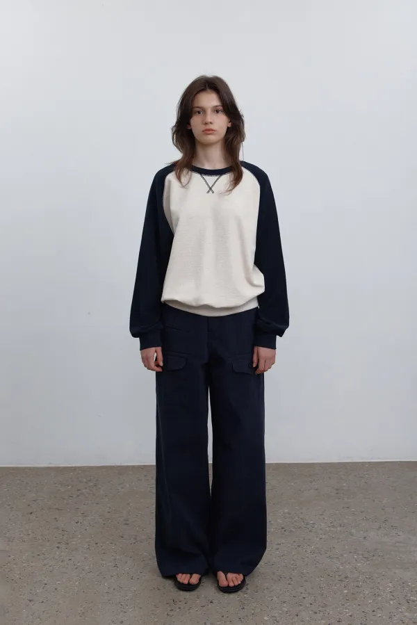 [13차/예약배송] Multi raglan sweatshirt (oatmeal+navy)