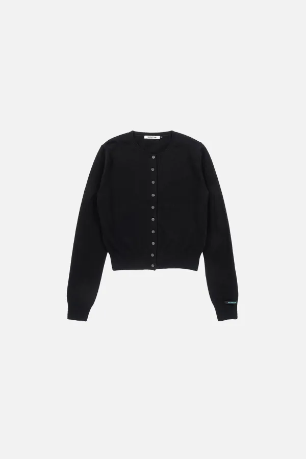 ESSENTIAL WOOL ROUND CARDIGAN - BLACK