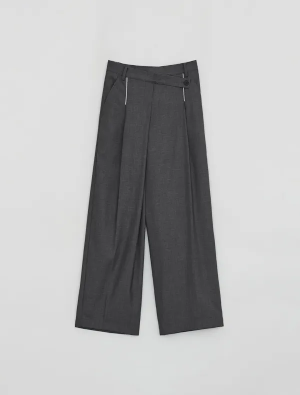 [1st REORDER] WIDE WRAP PANTS [GREY]