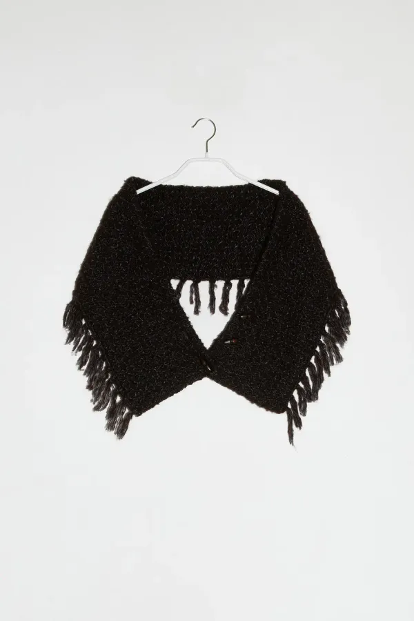 FRINGE SHAWL MUFFLER - BROWN