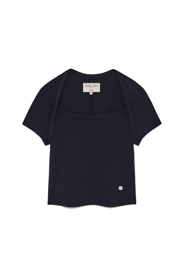 RAGLAN BOLERO SLIM TOP IN DARK NAVY