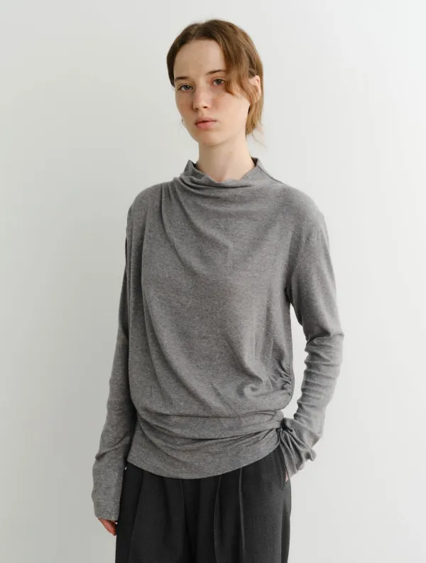 Wool Shirring Top (Grey)