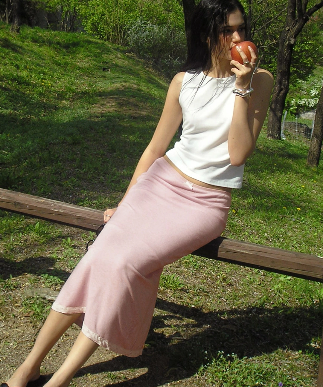 비터셀즈 Giselle Jersey Long Skirt-Pink 상품 이미지 2
