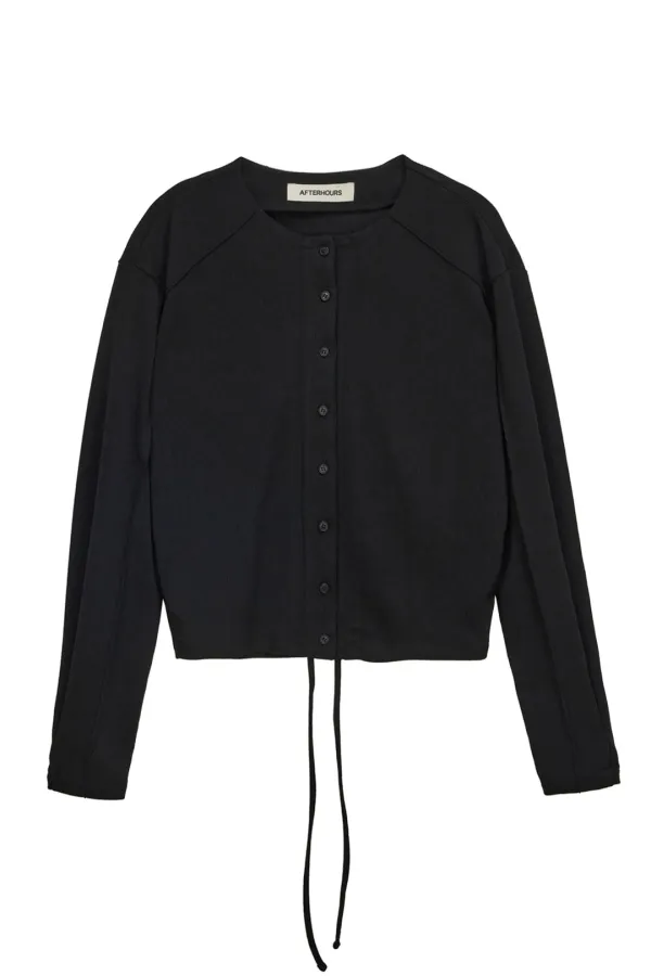 SHIRRING BUTTON CARDIGAN (BLACK)