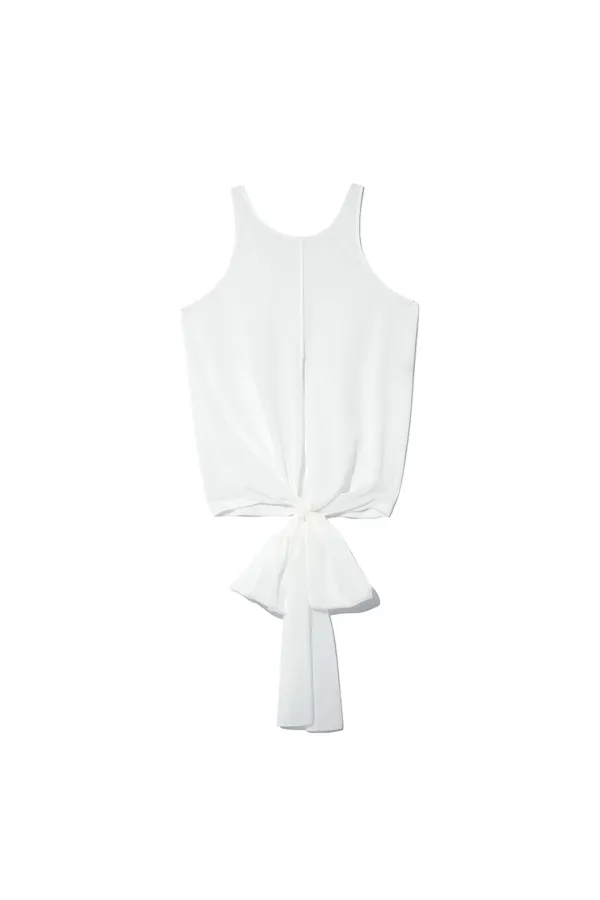 SELF-TIE SLEEVELESS BLOUSE [WHITE]