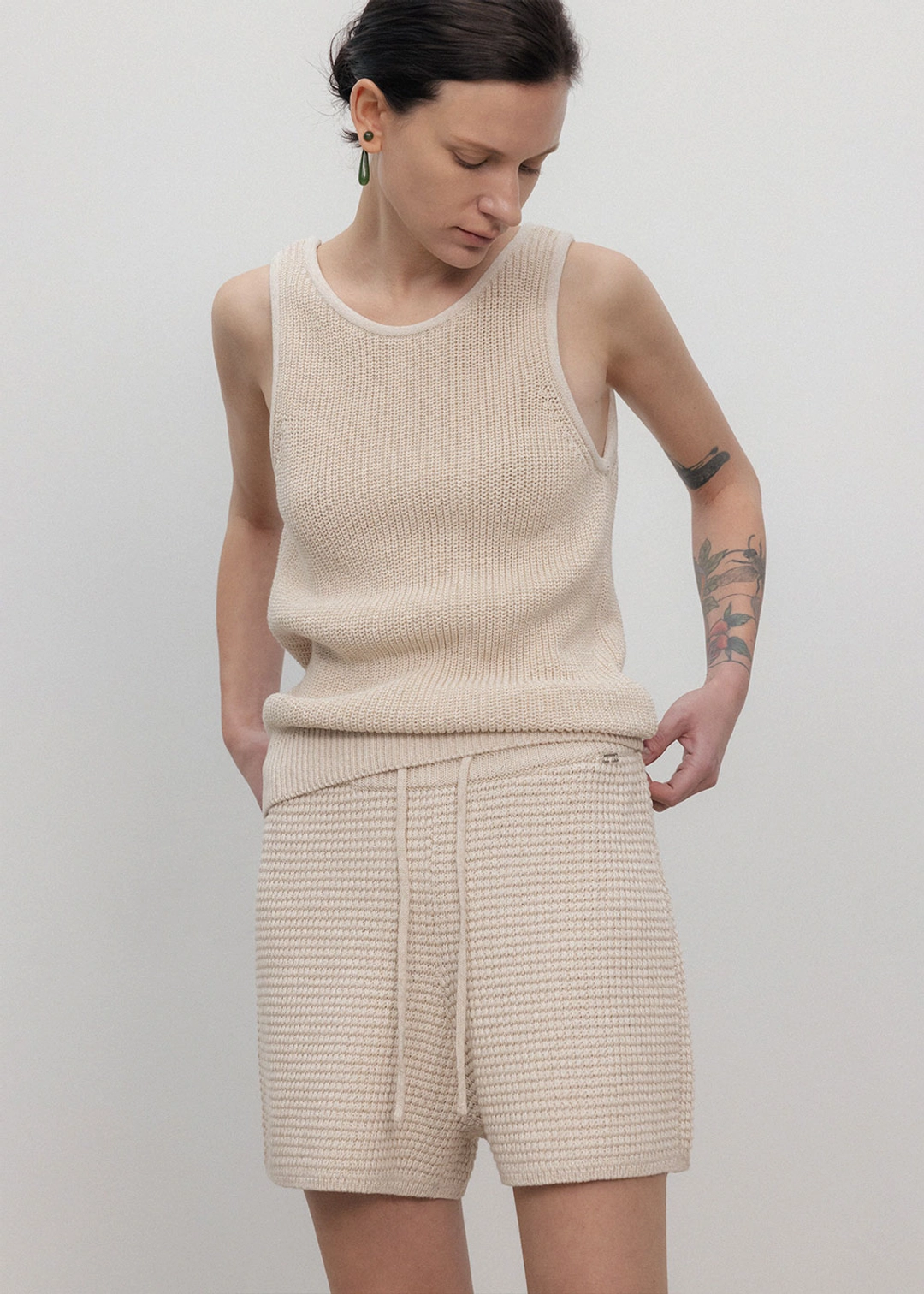 우마뭉 Korean paper yarn two way vest_Sesame 상품 이미지 2