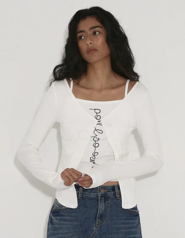 POLYSOOEM TANK & CARDIGAN, WHITE