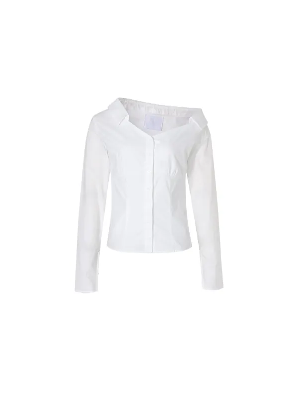 Classy one-shoulder shirt (White)