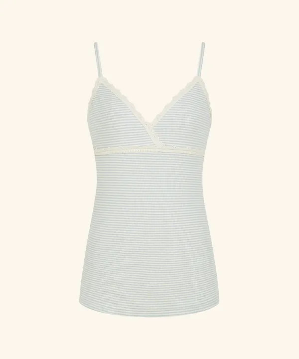 Stripe Wrap Lace Top (Sky Blue)
