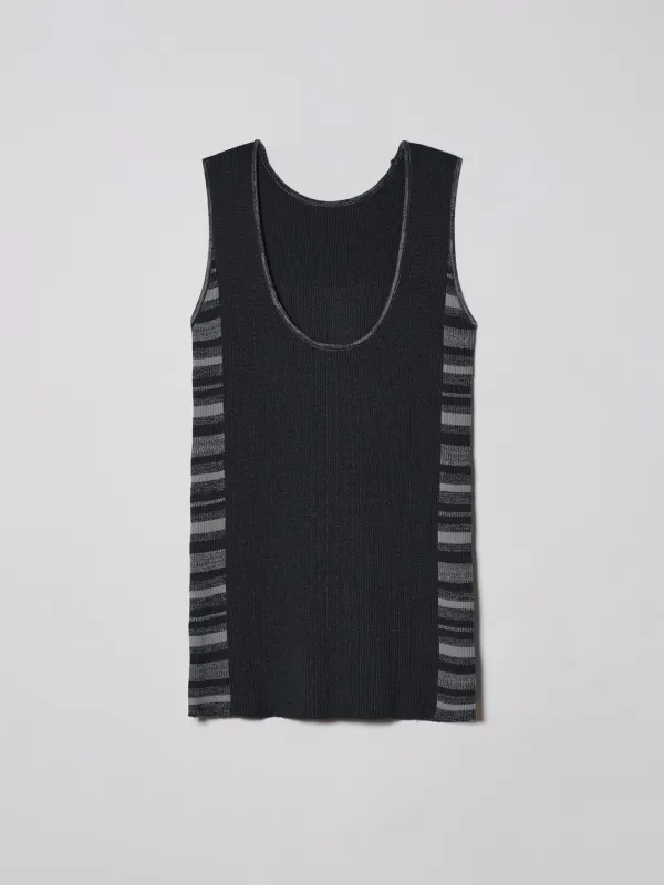 MULTI STRIPE KNIT DRESS [BLACK]