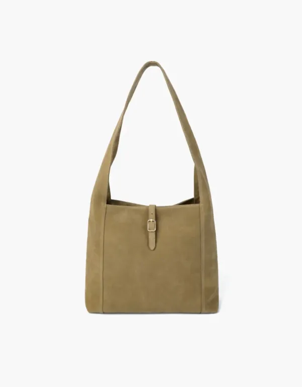 suede buckle bag (shoulder) - beige